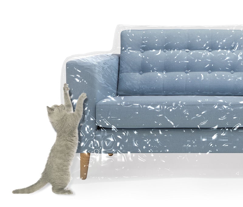 MEMINIM Plastic Couch Cover for Pets | Cat Scratching Protector Clawing Deterrent | Heavy Duty Water Resistant Thick Clear Vinyl | Sofa Slipover for Moving and Long Term Storage - Image 1